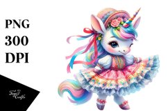 Baby Unicorn in Folk Dancer&#039;s Costume, Colorful PNG Product Image 3