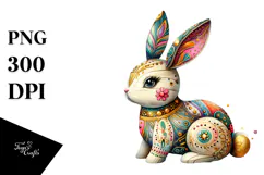 Colorful Bunny with Golden Insertions PNG Product Image 1