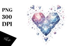 Simple Washed Watercolor Heart of Diamond PNG Product Image 1