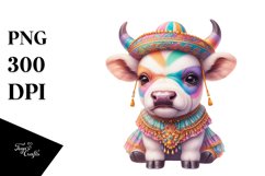 Baby Cow in Volta Dancer&#039;s Outfit, Colorful PNG Product Image 3
