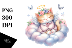 Whimsical Baby Kitten Sleeping on a Cloud PNG Product Image 1
