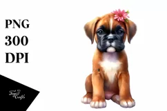 Watercolor Cute Vibrant Boxer | Sublimation | Clipart Product Image 1