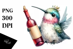 Funny Hummingbird Sitting Holding Wine Diva Look Product Image 1