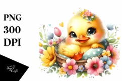 Colorful Baby Duck in Cradle | Sublimation, Clipart Product Image 1