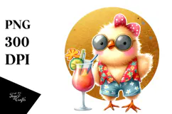 Funky Chicken in Beachwear PNG Product Image 1