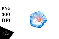 Morning Glory with Watercolor Splash, PNG Product Image 1