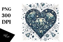 Hand Drawn Broken Diamond-like Heart, PNG Product Image 1