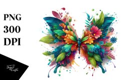 Abstract Vibrant Butterfly with Flowers PNG Product Image 3