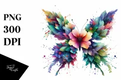 Vibrant Abstract Flower Butterfly PNG Product Image 1