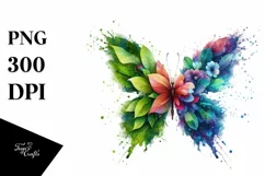 Vibrant Abstract Flower Butterfly PNG Product Image 1