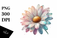 Pastel Glossy Daisy Watercolor Splash PNG Product Image 3