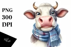 Cow Cow Portrait Wearing Scarf Product Image 1