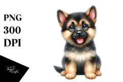 Happy German Shepherd, Watercolor PNG Product Image 1