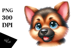 Watercolor Baby Cartoon German Shepherd PNG Product Image 1