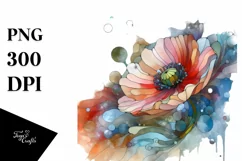 Poppy Watercolor Splash PNG Product Image 1