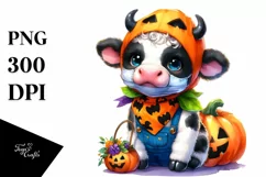 Cute Baby Cow Halloween Drawing | Sublimation | Clipart Product Image 3