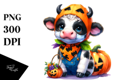 Cute Baby Cow Halloween Drawing | Sublimation | Clipart Product Image 1