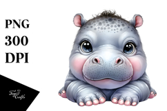 Energetic Baby Hippo, Adorable PNG Product Image 1