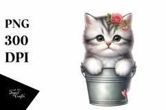Cute Baby Cat Watercolor PNG Product Image 1