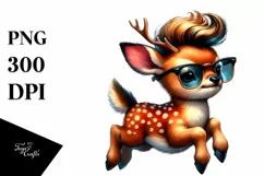 Baby Deer Jumping Proudly PNG Product Image 1