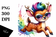 Baby Deer Jumping Proudly PNG Product Image 1