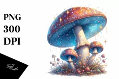 Shiny Mushroom Watercolor Splash PNG Product Image 3