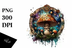 Wooden Stained Mystical Celestial Mushroom Watercolor Product Image 3