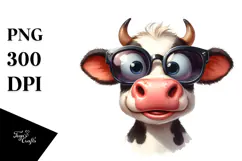 Silly Cartoon Cow PNG Product Image 1