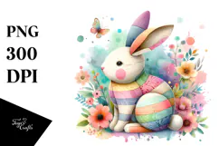 Colorful Pastel Bunny Wood PNG Product Image 1