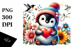 Baby Penguin with Heart PNG Product Image 1