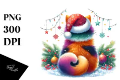 Vibrant Cat with Christmas Decor, High-Quality PNG Product Image 1
