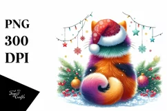 Vibrant Cat with Christmas Decor, High-Quality PNG Product Image 3