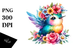 Hummingbird on Flower | Sublimation, Clipart Product Image 1