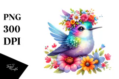 Hummingbird on Flower | Sublimation, Clipart Product Image 1