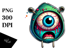 Funny Eyeball Monster with Spooky Hoodie PNG Product Image 1