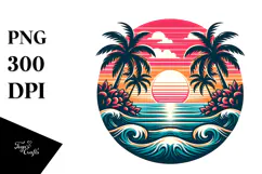 Retro Tropical Beach Sunset, 20 oz Tumbler Product Image 1