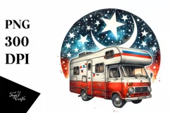 Colorful Vintage RV Stars Clipart Product Image 3