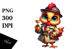 Watercolor Baby Rooster with Trench Coat PNG Product Image 1