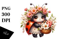 Detailed Watercolor Boho Ladybug with Jasmine Bouquet Product Image 3