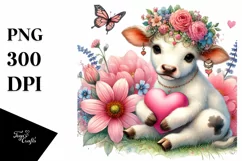 Baby Cow with Heart PNG Product Image 1