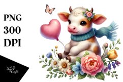 Baby Cow with Heart PNG Product Image 1