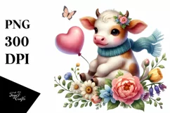 Baby Cow with Heart PNG Product Image 1