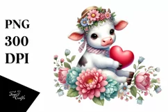 Baby Cow with Heart PNG Product Image 1