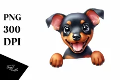 Enthusiastic Baby Doberman | Watercolor Art | Clipart Product Image 1
