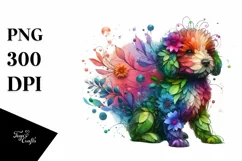 Vibrant Abstract Flower Puppy PNG Product Image 1