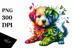 Vibrant Abstract Flower Puppy PNG Product Image 3