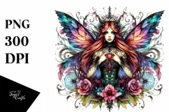 Vibrant Gothic Fairy Watercolor PNG Product Image 3