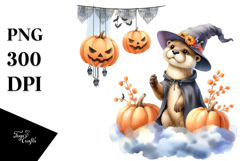 Halloween Otter with Hanging Jack-o&#039;-lanterns, High-Res PNG Product Image 1
