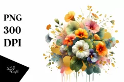 Colorful Nasturtium Bouquet Abstract Clipart Product Image 1