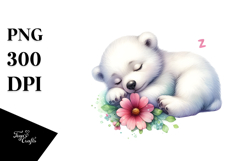 Digital Watercolor Cute Baby Polar Bear PNG Product Image 1